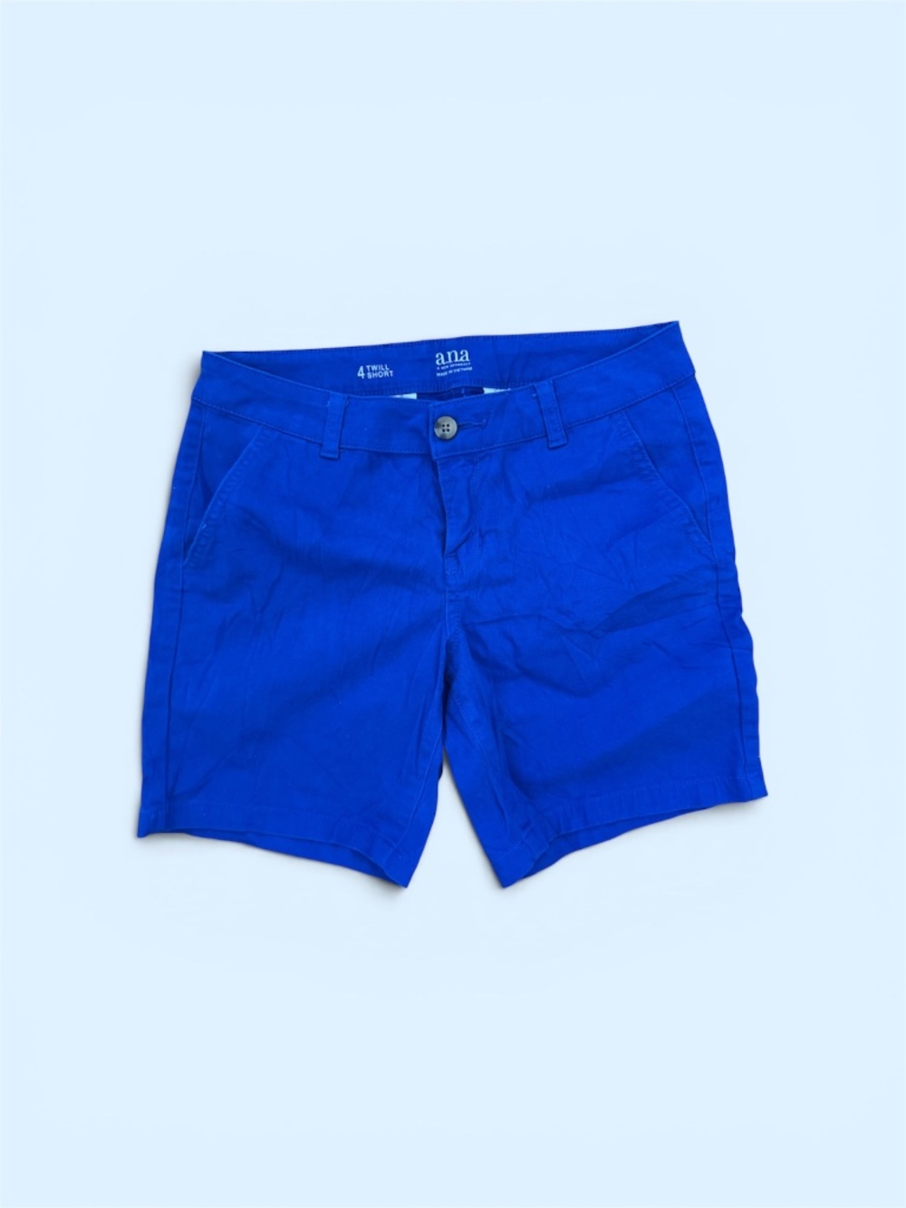 a.n.a Twill Cotton Blue Women's Shorts Size 4 Regular Zip Button Pockets